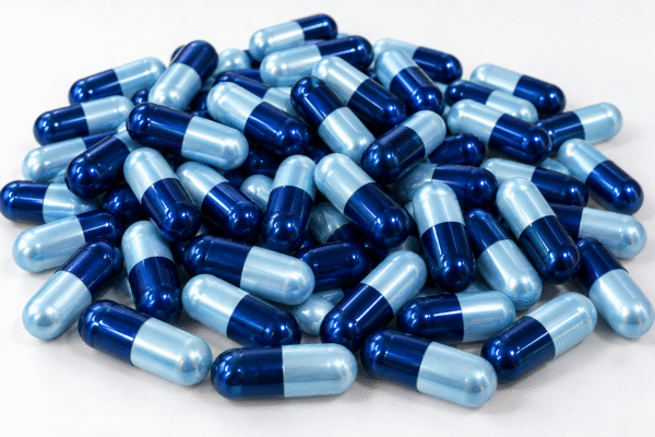 dark blue light blue metallic capsules